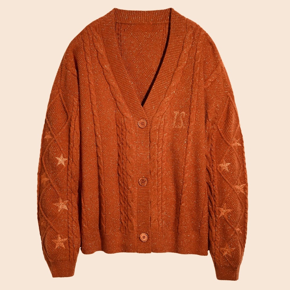 Taylor Swift The Life of Showgirl Orange Cable Knit Cardigan